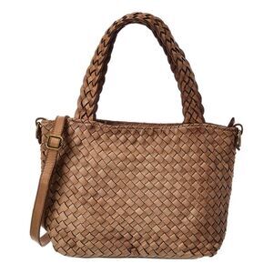 Isabella Rossetti Marie Hand Woven Leather Tote, Tan